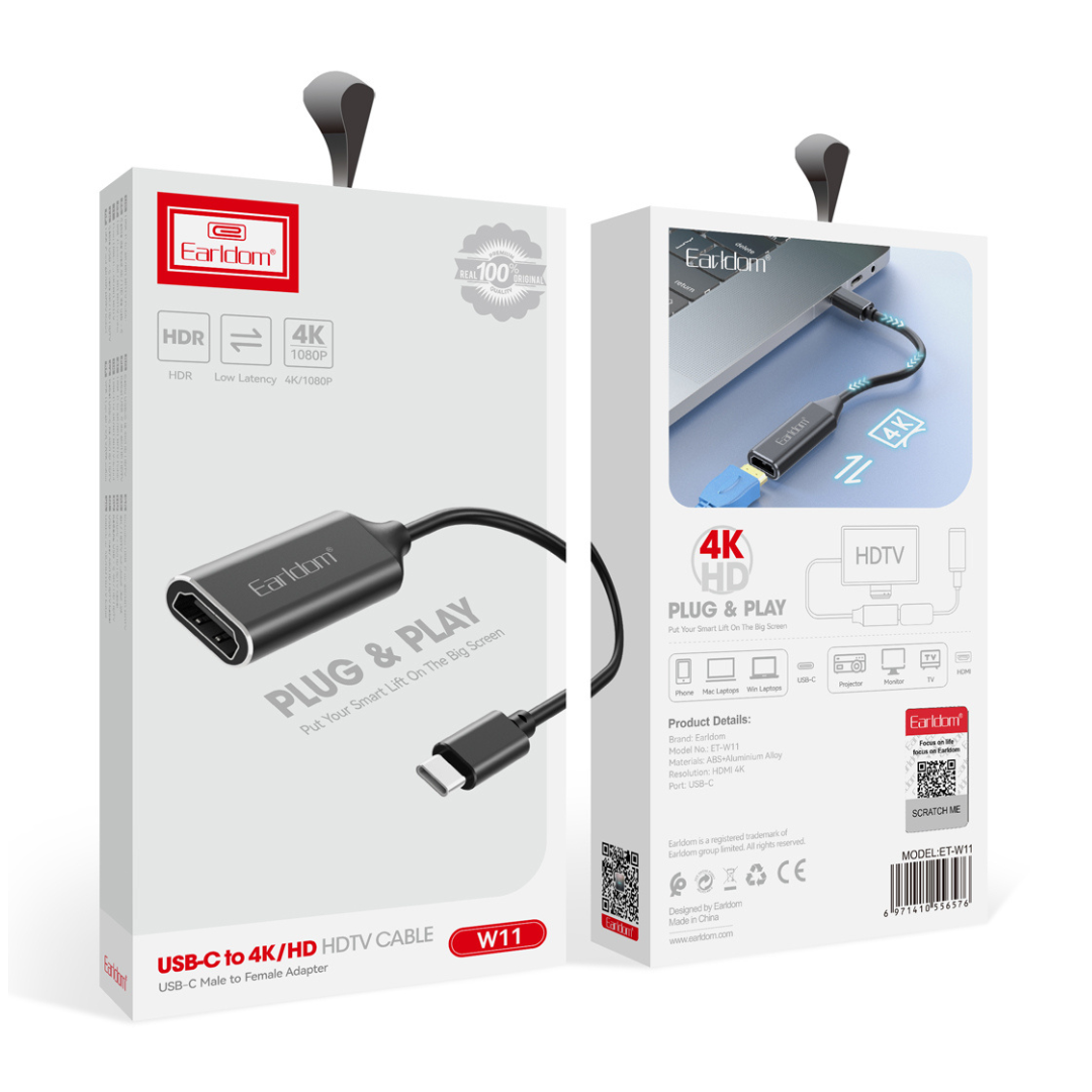 Adaptateur Earldom W11 Type-C vers HDMI (résolution 4K)