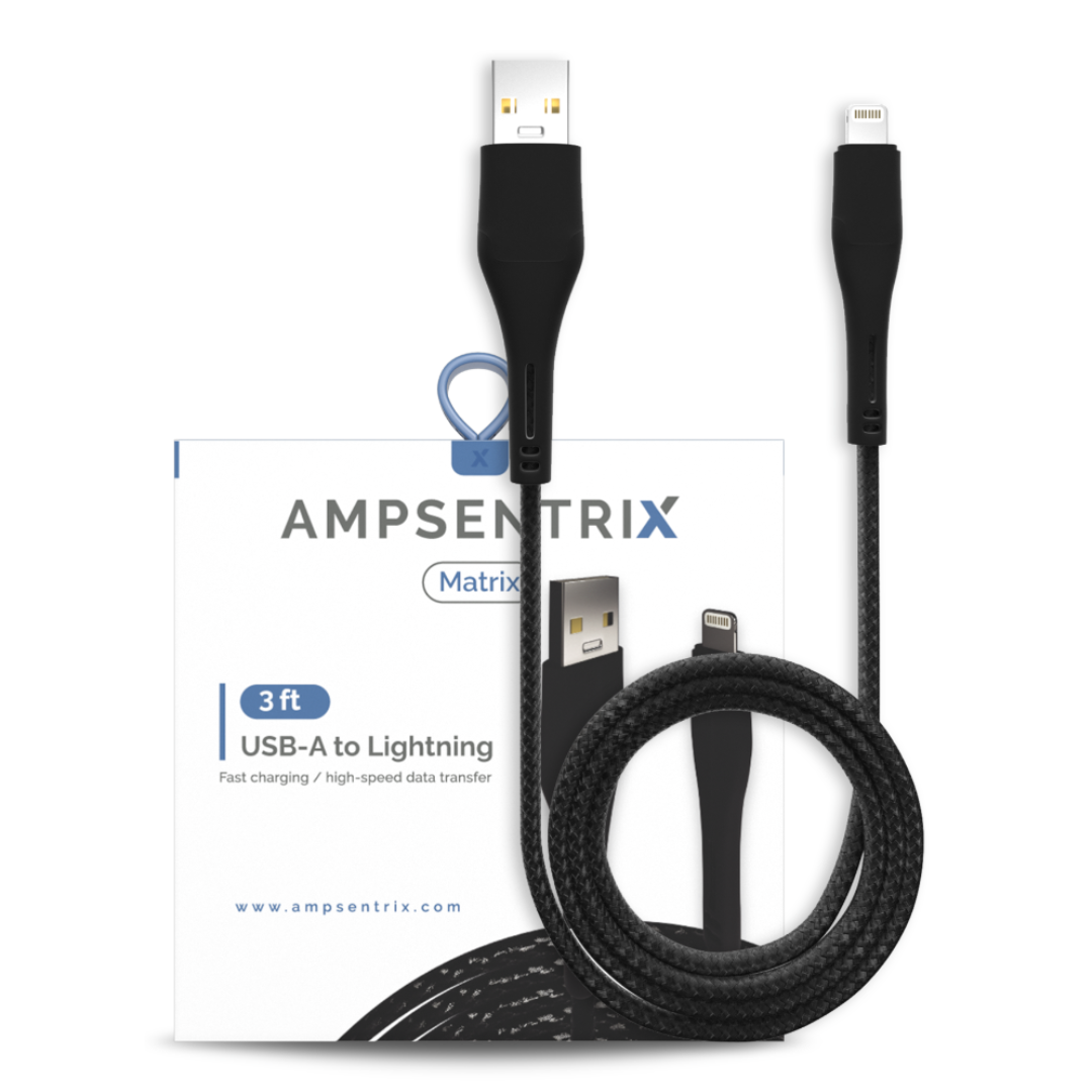 3 Feet iPhone Charging Cables (USB Type to Lightning) Ampsendix 