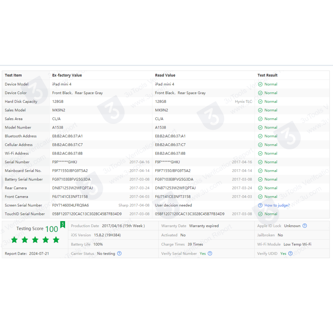 iPad Mini 4 Wifi de 128Go Certifié Remis à Neuf