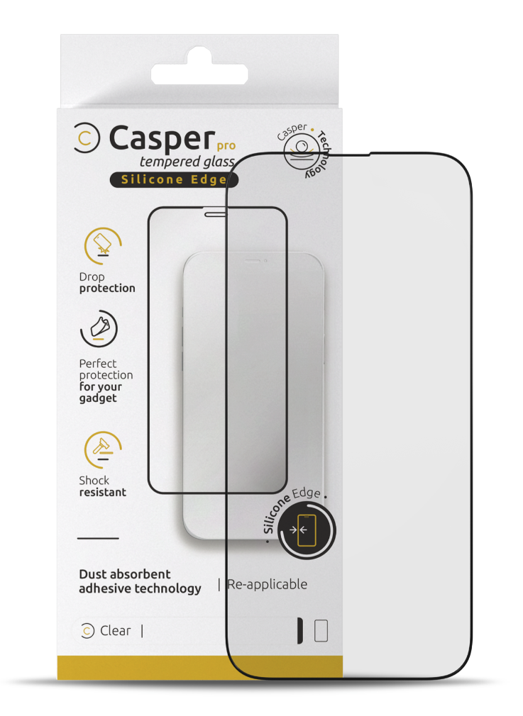 VERRE TREMPÉ EN SILICONE CASPER PRO COMPATIBLE AVEC IPHONE 12 MINI (TRANSPARENT)