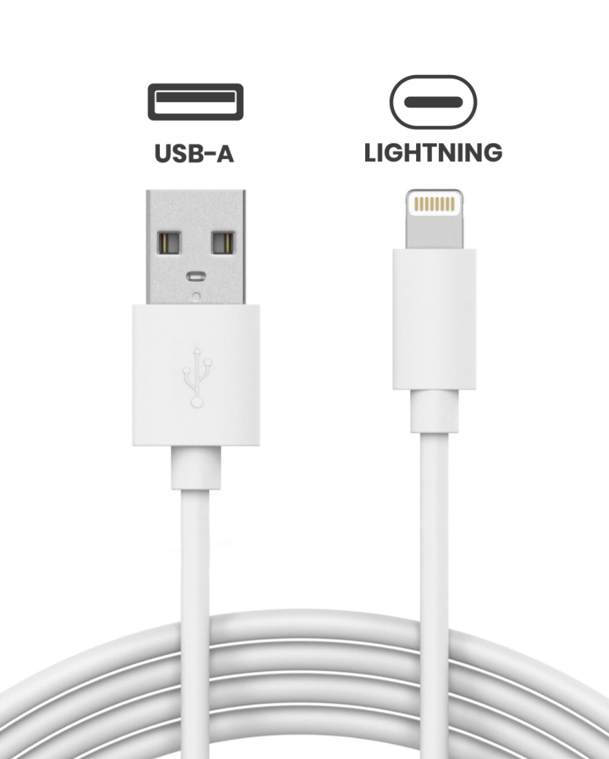 USB-A To Lightning Cable (3ft.) For IPhone / IPad (OEM Pull Grade: A/B)