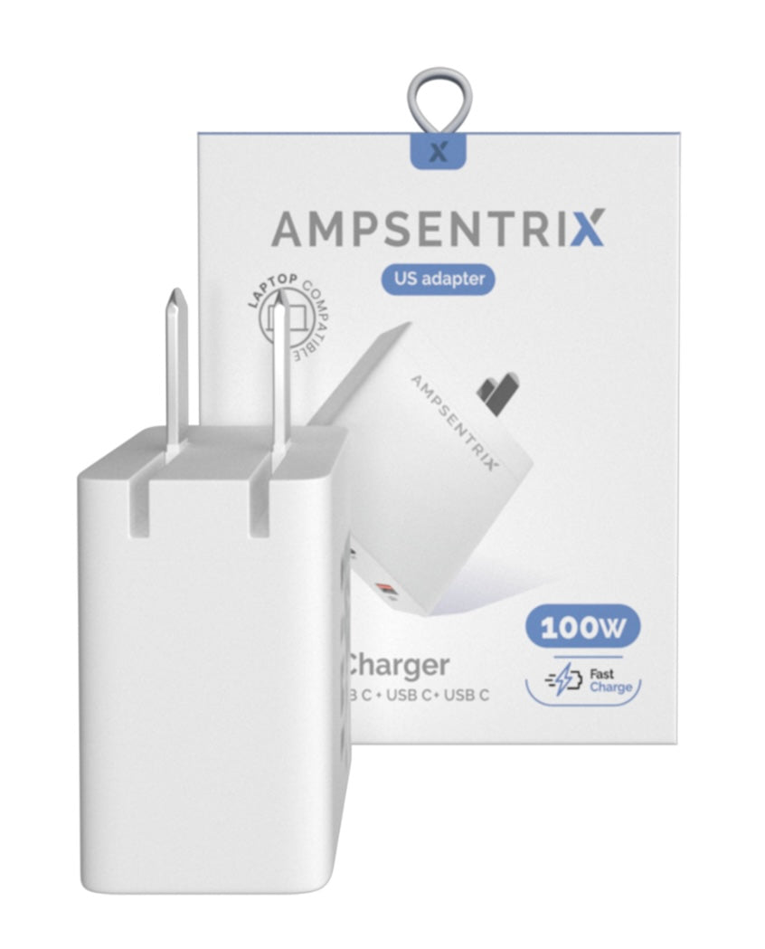 4 PRISES - ADAPTATEUR Secteur MURAL USB TYPE C ET USB TYPE A 100 W (AMPSENTRIX)