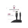 3ft USB Type C to USB Type A Cable (AmpSentrix) (Alpha) (Black)